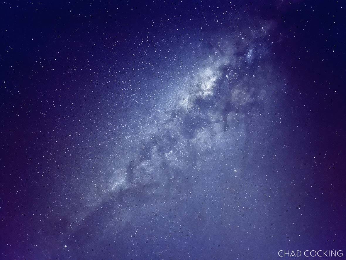 Night sky with the Milky Way stretching across the frame, captured at Tanda Tula.